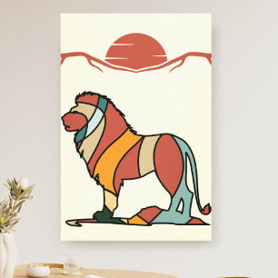 Serene Savanna Kind Lion Abstract Modern Earthy Ar Canvas Print