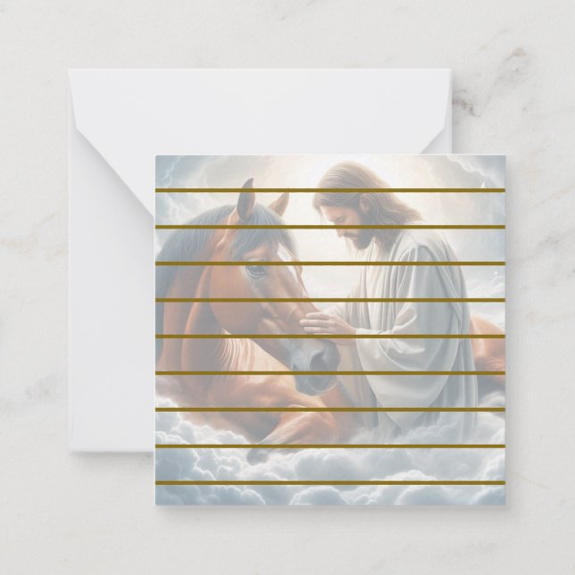 Serene Scene of Compassion with Jesus and Horse  Card (Back)