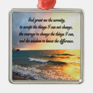 SERENE SERENITY PRAYER SUNRISE PHOTO DESIGN METAL TREE DECORATION