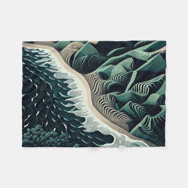 Serene Shores Fleece Blanket (Front (Horizontal))