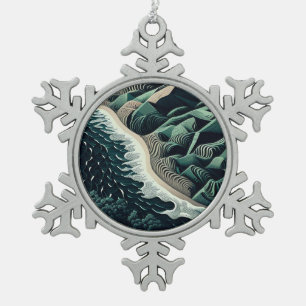 Serene Shores Snowflake Pewter Christmas Ornament