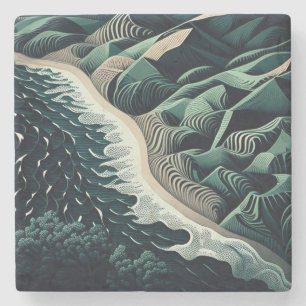 Serene Shores Stone Coaster