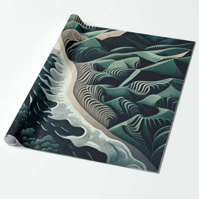 Serene Shores Wrapping Paper (Unrolled)