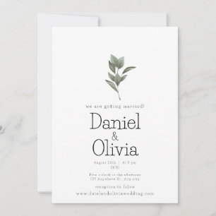 Serene Simplicity: White and Green Floral Wedding  Invitation