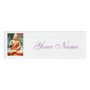 serene sitting buddha name tag