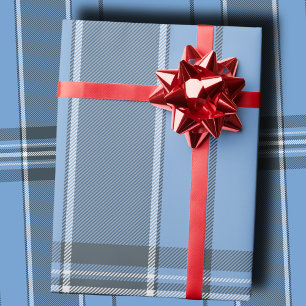 Serene Sky Blue and Slate Winter Tartan Plaid Wrapping Paper