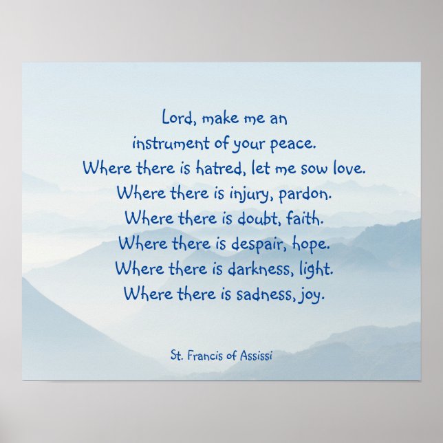 Serene Sky   St. Francis Assissi Prayer Poster (Front)