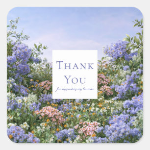 Serene Sky Wildflower Thank You Square Sticker