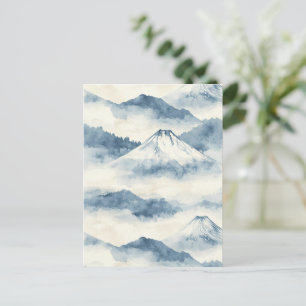 Serene Snow-Capped Mountains - Blue & White Postcard