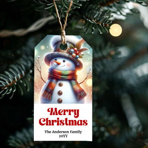 Serene Snowman Christmas Kids Personalized Gift Tags