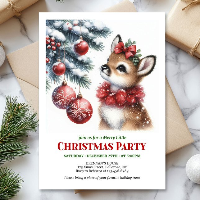 Serene snowy forest Christmas kids invitation  (Serene snowy forest Christmas kids invitation printable)