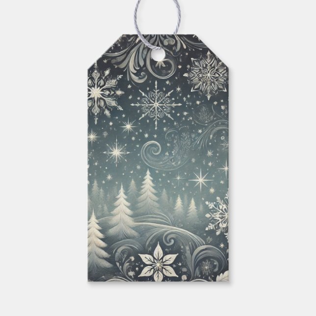 Serene Snowy Forest Gift Tags (Front)