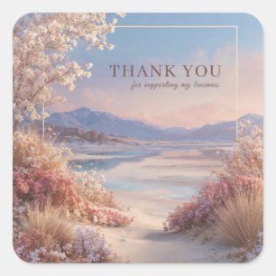 Serene Spring Blossom Landscape Thank You Square Sticker
