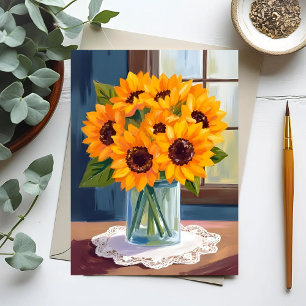 Serene Sunflowers   Yellow Floral Watercolor Postcard