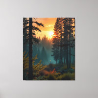 Serene Sunrise in the Forest – Mystical Nature Art