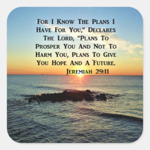 SERENE SUNRISE JEREMIAH 29:11 SCRIPTURE DESIGN SQUARE STICKER