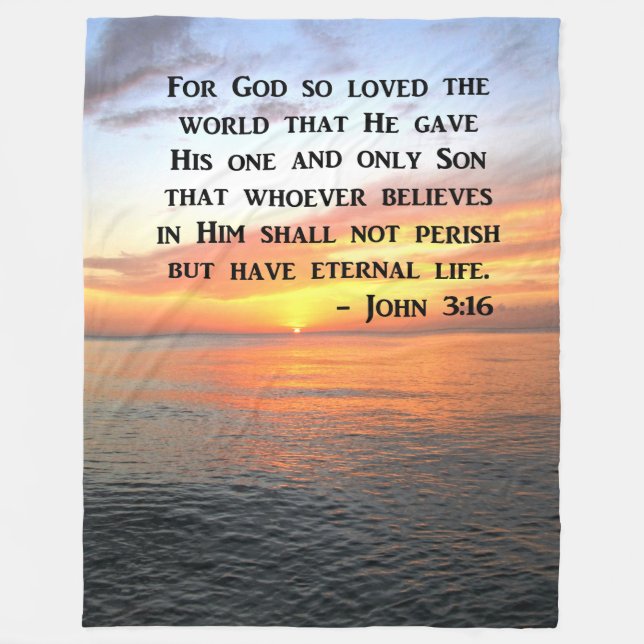SERENE SUNRISE JOHN 3:16 PHOTO DESIGN FLEECE BLANKET (Front)
