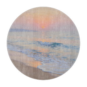 Serene Sunset Beach Ocean Glow Cutting Board