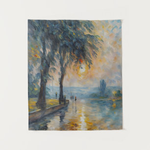 Serene Sunset by Water Impressionist Landscape Art Tapestry