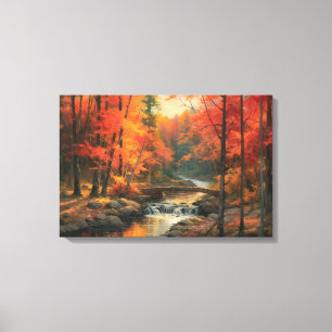 Serene Sunset in Fall Japanese Forest Fine Art Canvas Print