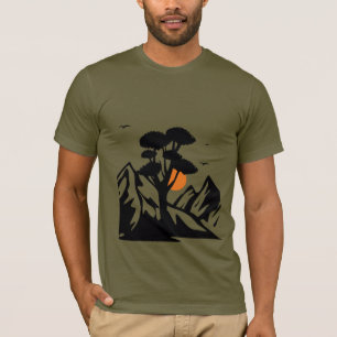 Serene Sunset Landscape with Tree Minimalist T-Shirt