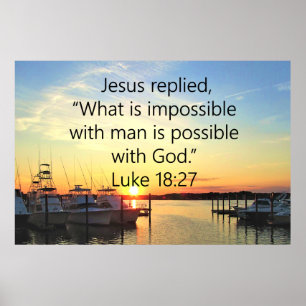 SERENE SUNSET LUKE 18:27 SCRIPTURE DESIGN POSTER