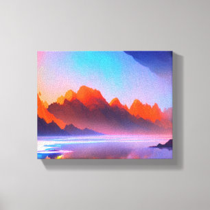 Serene Sunset Mountain Lake Landscape Canvas Print