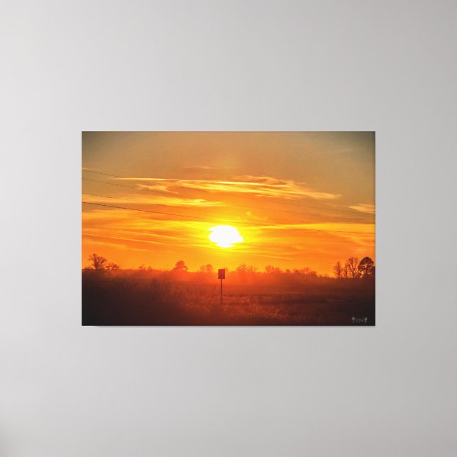 Serene Sunset Over Open Fields Canvas Print (Front)