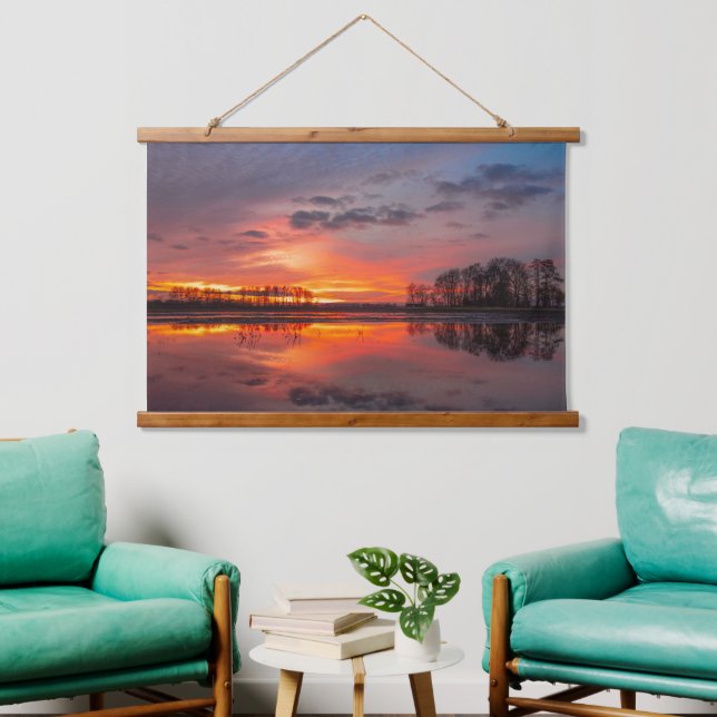 Serene Sunset Reflection Wall Art (Living Room)