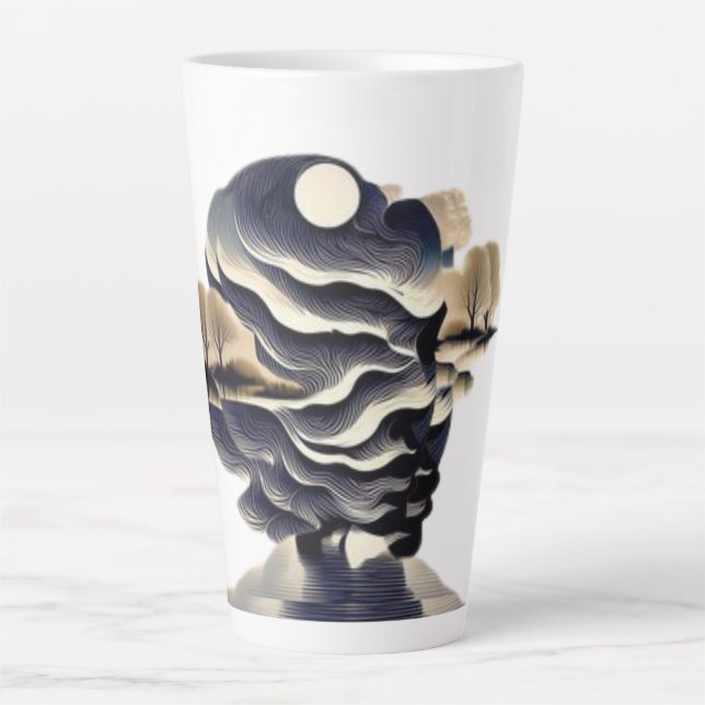 Serene Sunset Silhouette Latte Mug Design  (Front)