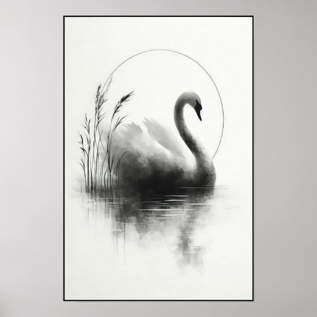 Serene Swan In Still Waters Poster (Front)