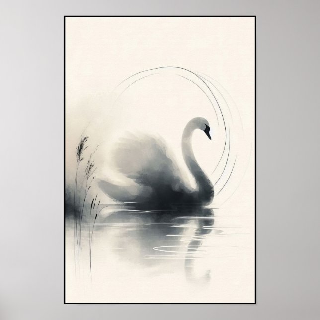 Serene Swan In Still Waters Poster (Front)