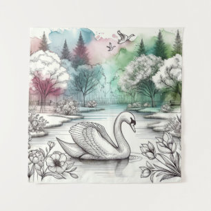Serene Swan Lake Park 2 Tapestry