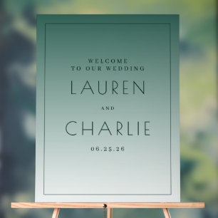 Serene Teal Gradient Wedding Sign