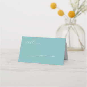 Serene Teal Minimalist Calligraphy Place Card