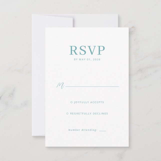 Serene Teal Minimalist Lines RSVP Card (Front)