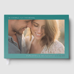 Serene Teal Minimalist Photo Guest Book
