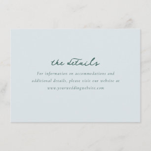 Serene Teal Minimalist Wedding Details Card
