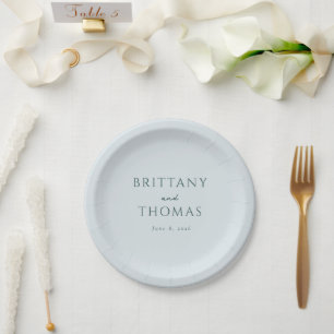 Serene Teal Minimalist Wedding Paper Plate