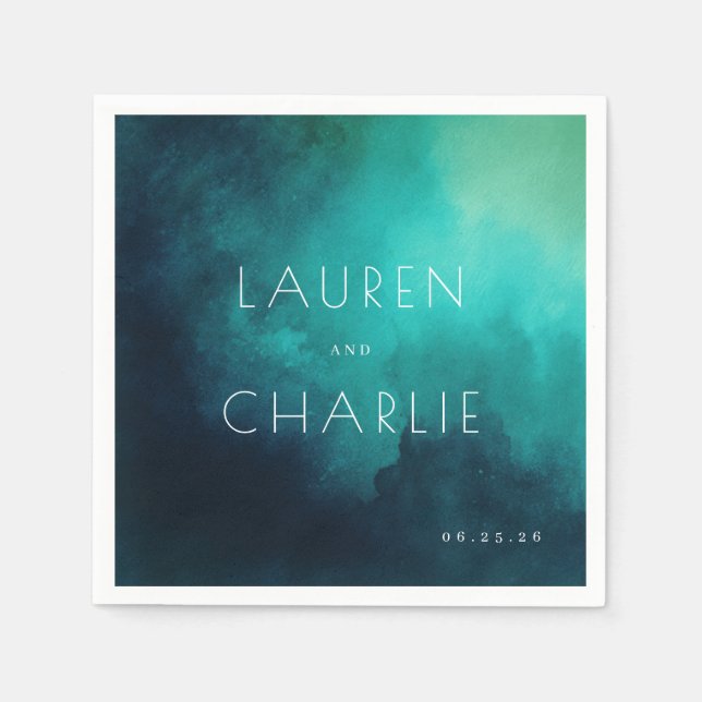Serene Teal Watercolor Napkin (Front)