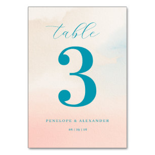 Serene Teal Watercolor Number Table Number