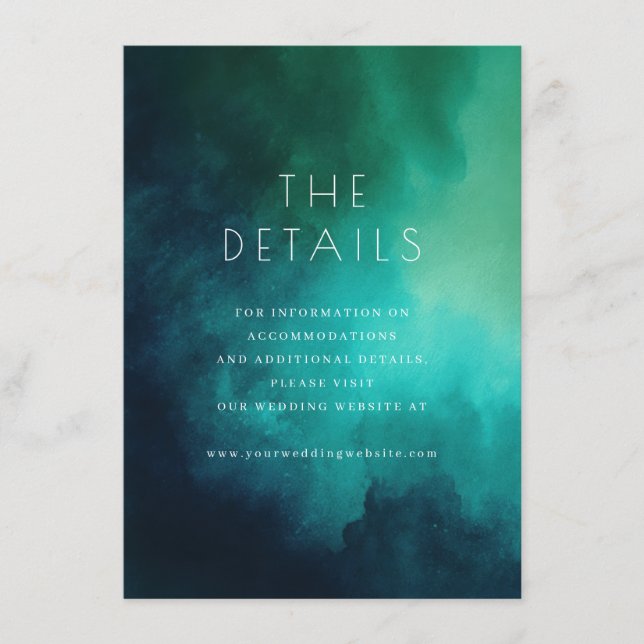 Serene Teal Watercolor Waves Enclosure Card (Front)