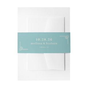 Serene Teal Wedding Arches Invitation Belly Band