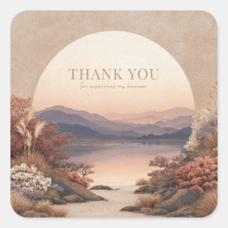 Serene Terracotta Moon Gate Thank You Square Sticker