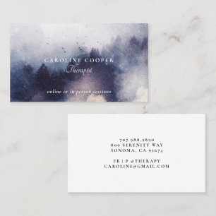 Serene Therapist Mist Trees Watercolor Business Card