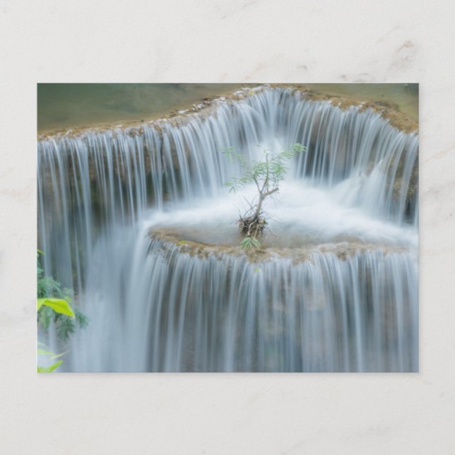 Serene Tiered Waterfall Nature Postcard (Front)