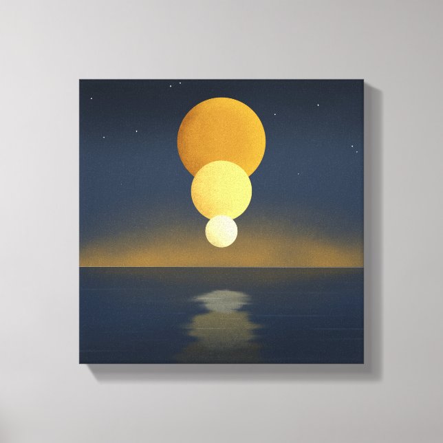 Serene Triple Moon Reflection Canvas Print (Front)