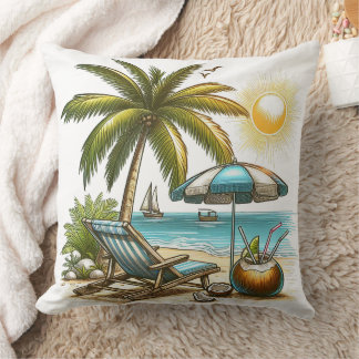 Serene Tropical Beach Large Cushion