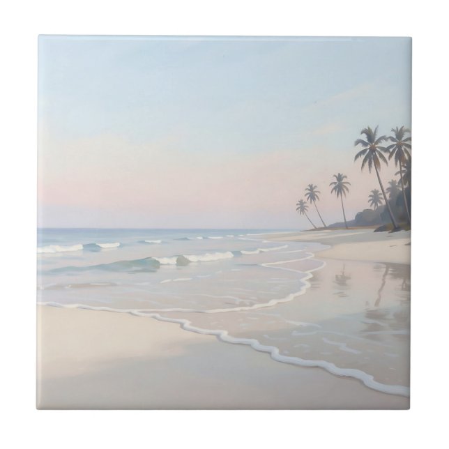 Serene Tropical Beach Paradise Tile (Front)