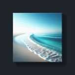 Serene Turquoise Coastline - Minimalist Beach  Canvas Print<br><div class="desc">A peaceful and minimalist digital masterpiece showcasing a pristine turquoise coastline. Soft white foam gently licks the smooth,  pale sand under a vast,  clear blue sky,  creating a calming and refreshing atmosphere. Ideal for modern spa decor,  minimalist living rooms,  or any space needing a touch of coastal zen.</div>